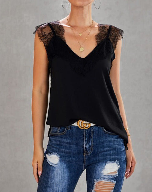 "Date Night" Lace Detail Cami Top