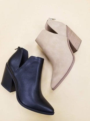 "The Chelsey" Black Booties with Cut Out